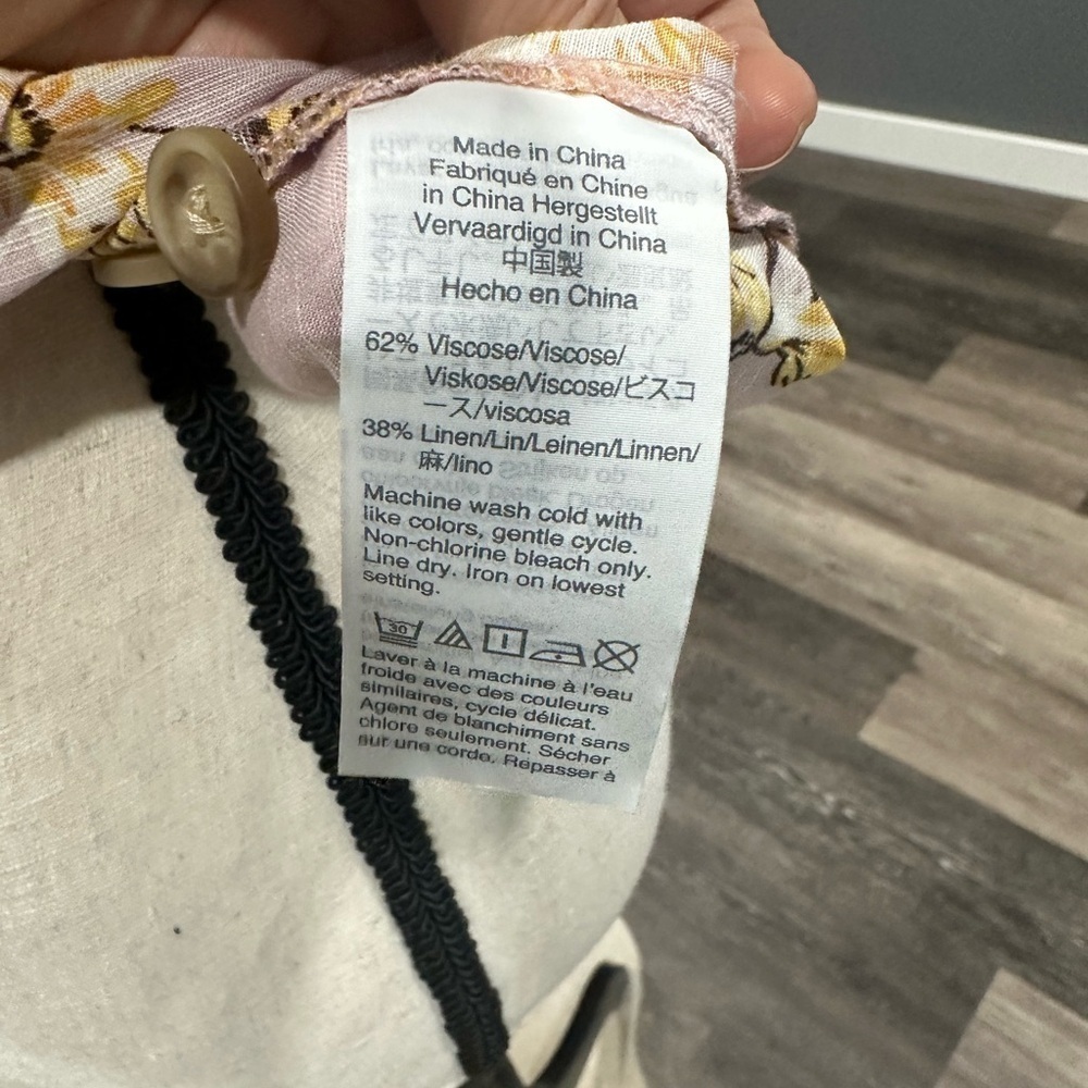 Madewell Womens XXS Linen Blend Plaza Button-Front Shirt in Dutch Dandelions - Picture 6 of 6